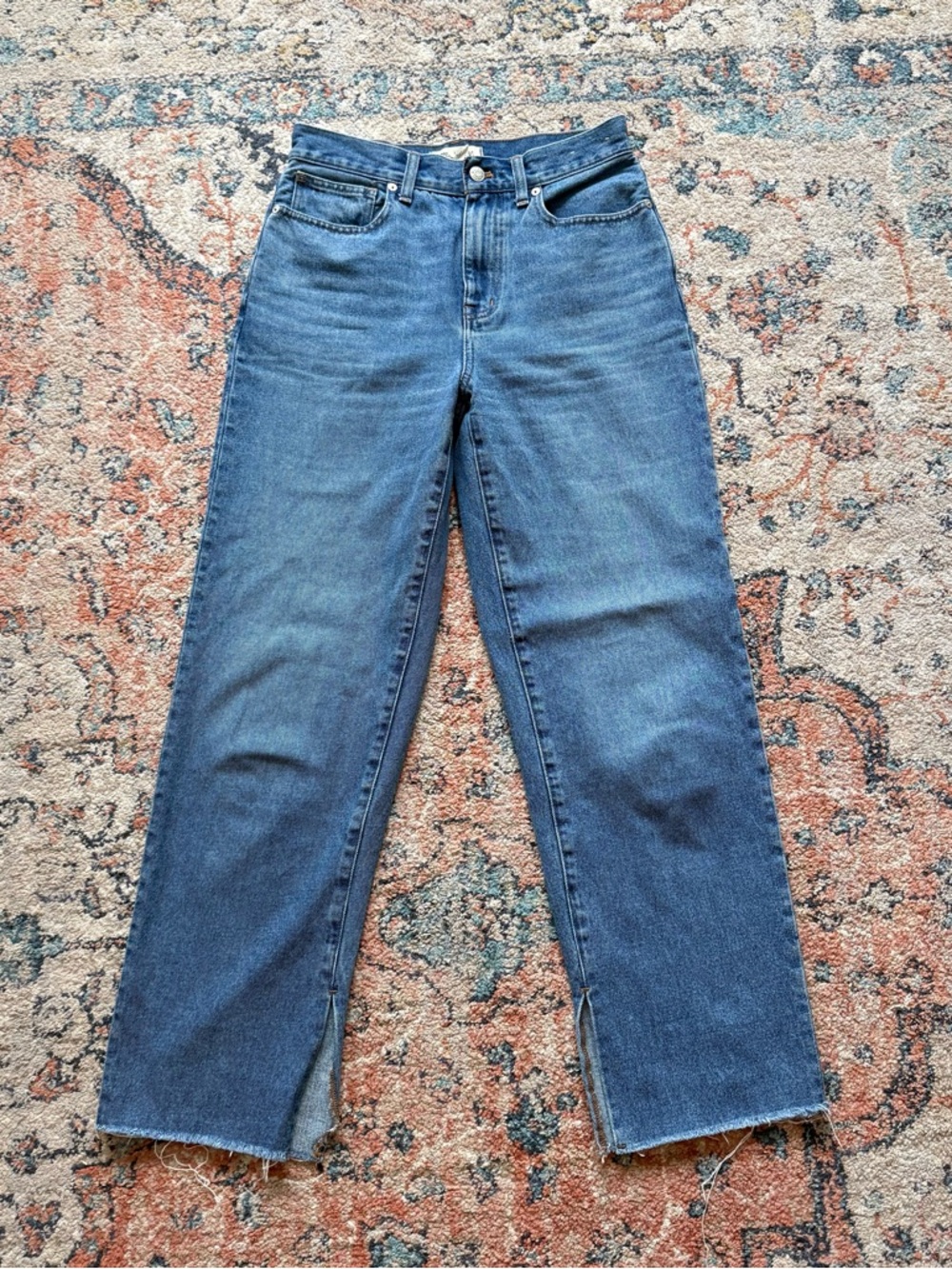 Madewell Women's baggy Straight raw hem Jeans - Blue